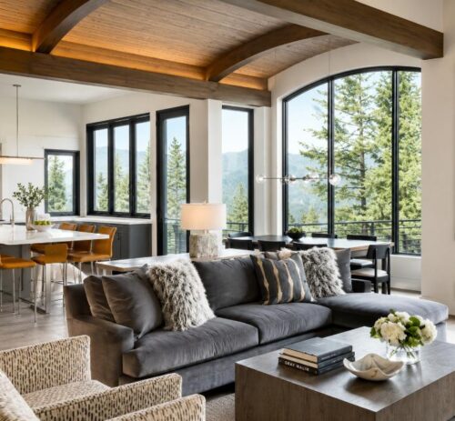 Modern living room with window replacement Tempe, AZ and views