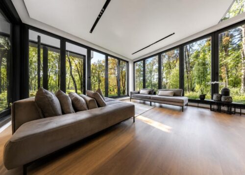 Modern living room with window replacement Tempe, AZ views